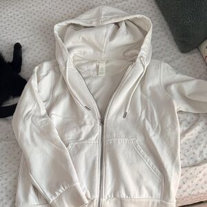H&M White Zip-Up Hoodie